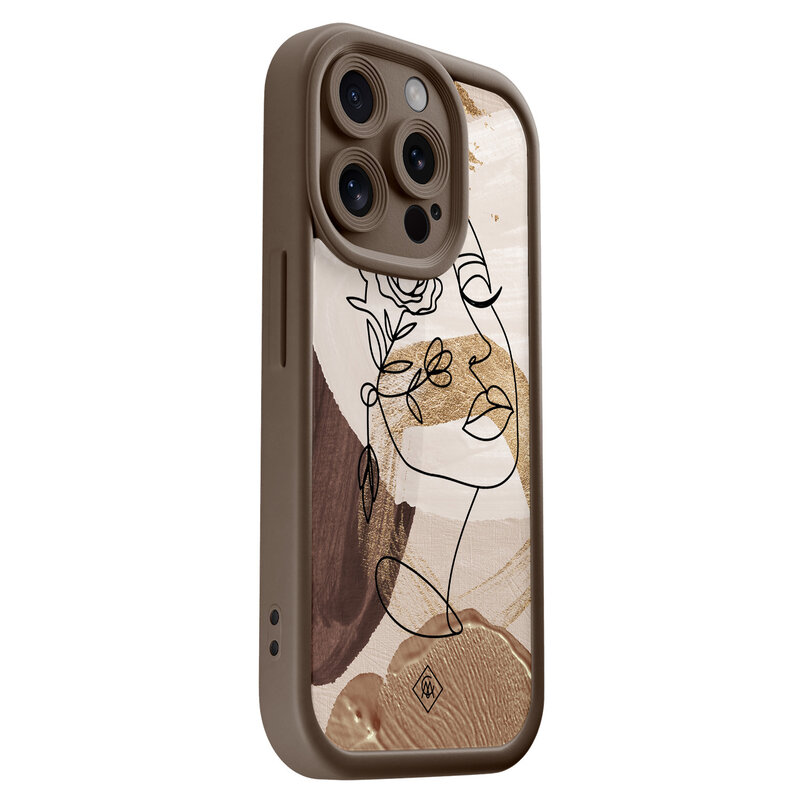 Casimoda iPhone 13 Pro bruine case - Abstract gezicht bruin