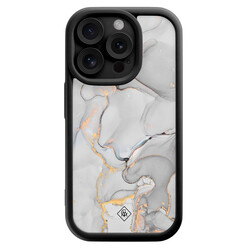 Casimoda iPhone 13 Pro zwarte case - Marmer grijs