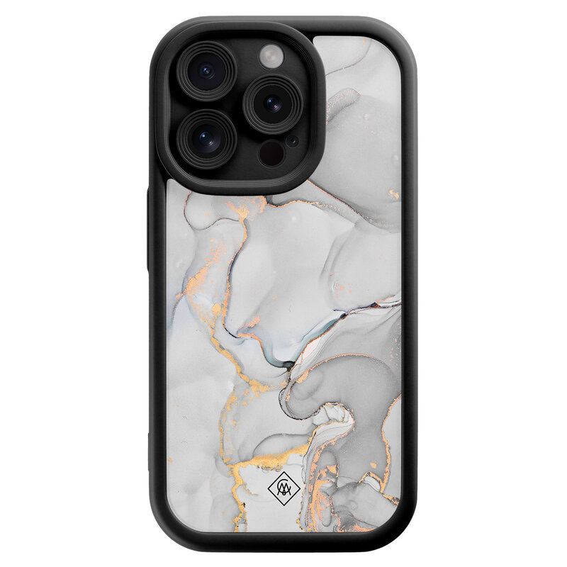 Casimoda iPhone 13 Pro zwarte case - Marmer grijs
