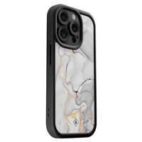 Casimoda iPhone 13 Pro zwarte case - Marmer grijs