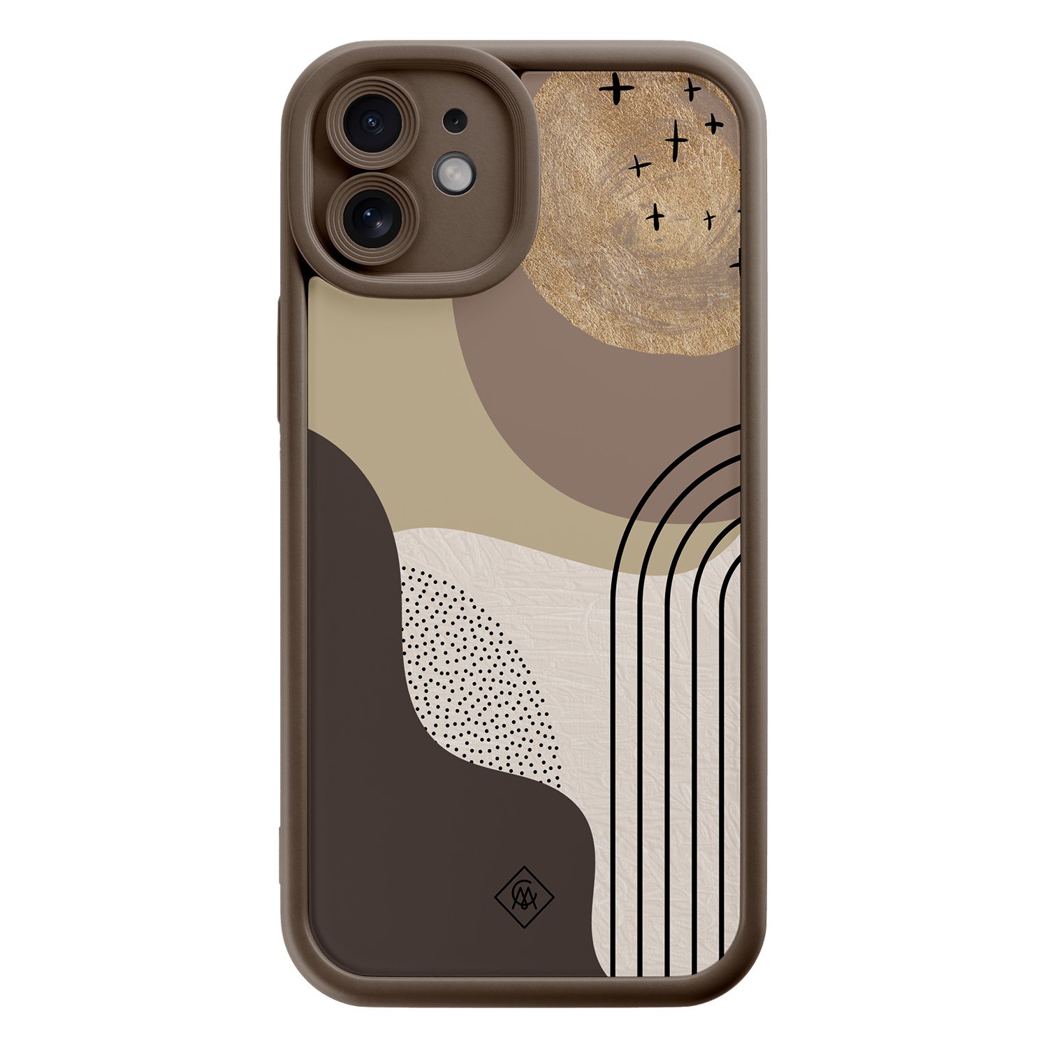 iPhone 11 bruine case - Abstract almond shapes