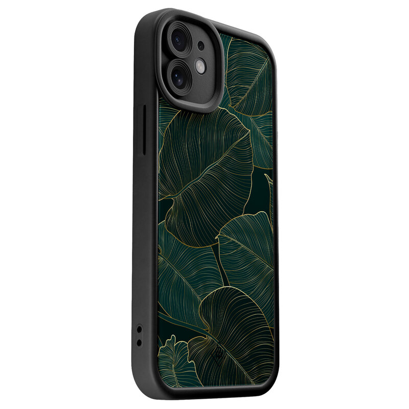 Casimoda iPhone 11 zwarte case - Monstera leaves
