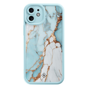 Casimoda iPhone 11 blauwe case - Marmer lichtblauw
