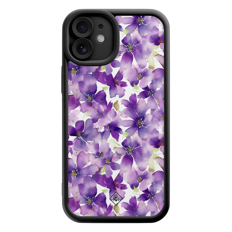 Casimoda iPhone 11 zwarte case - Floral violet