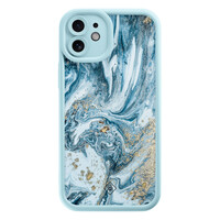 Casimoda iPhone 11 blauwe case - Marble sea