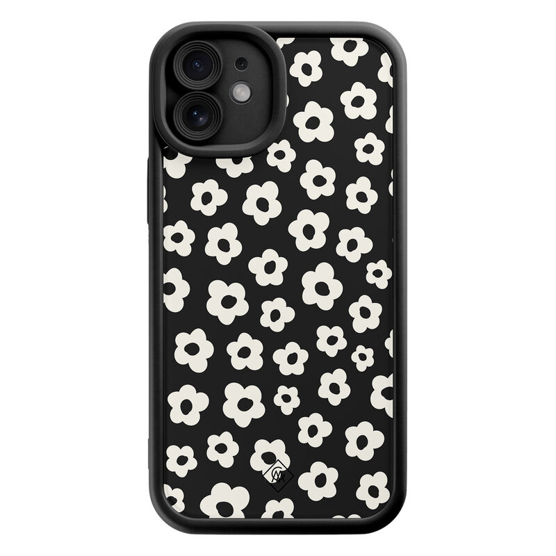 Casimoda iPhone 11 zwarte case - Retro bloempjes