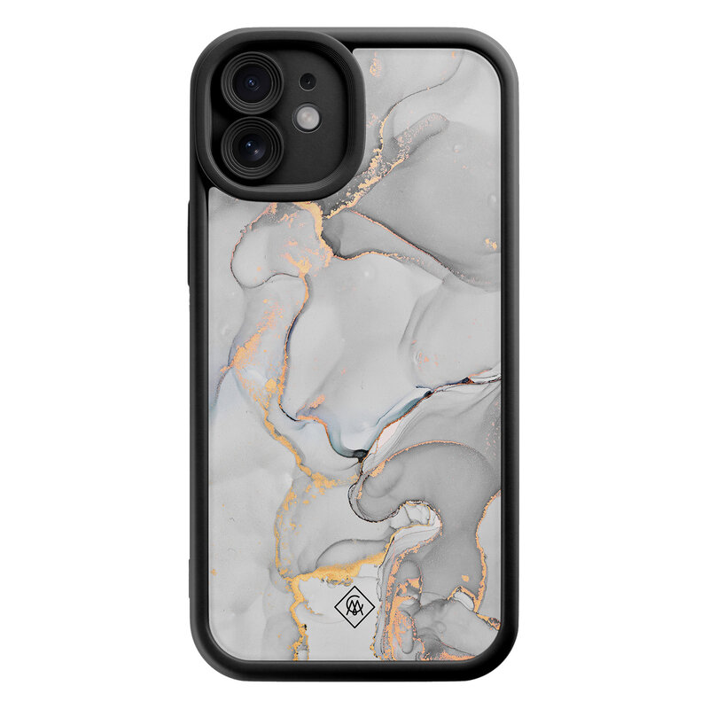 Casimoda iPhone 11 zwarte case - Marmer grijs