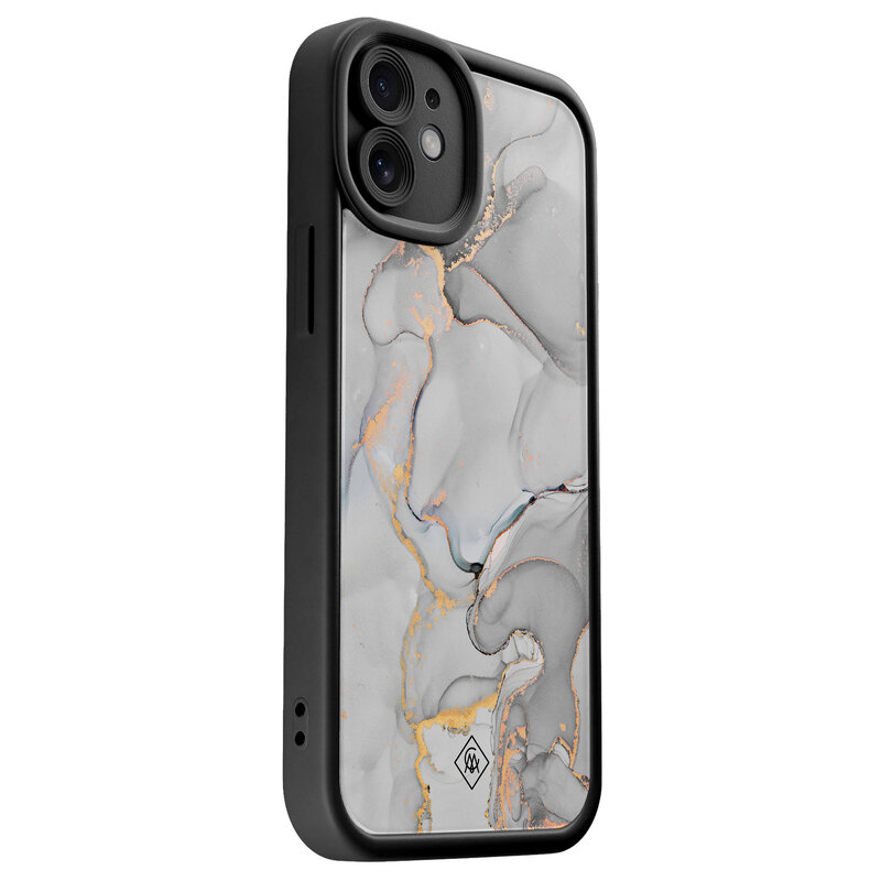 Casimoda iPhone 11 zwarte case - Marmer grijs