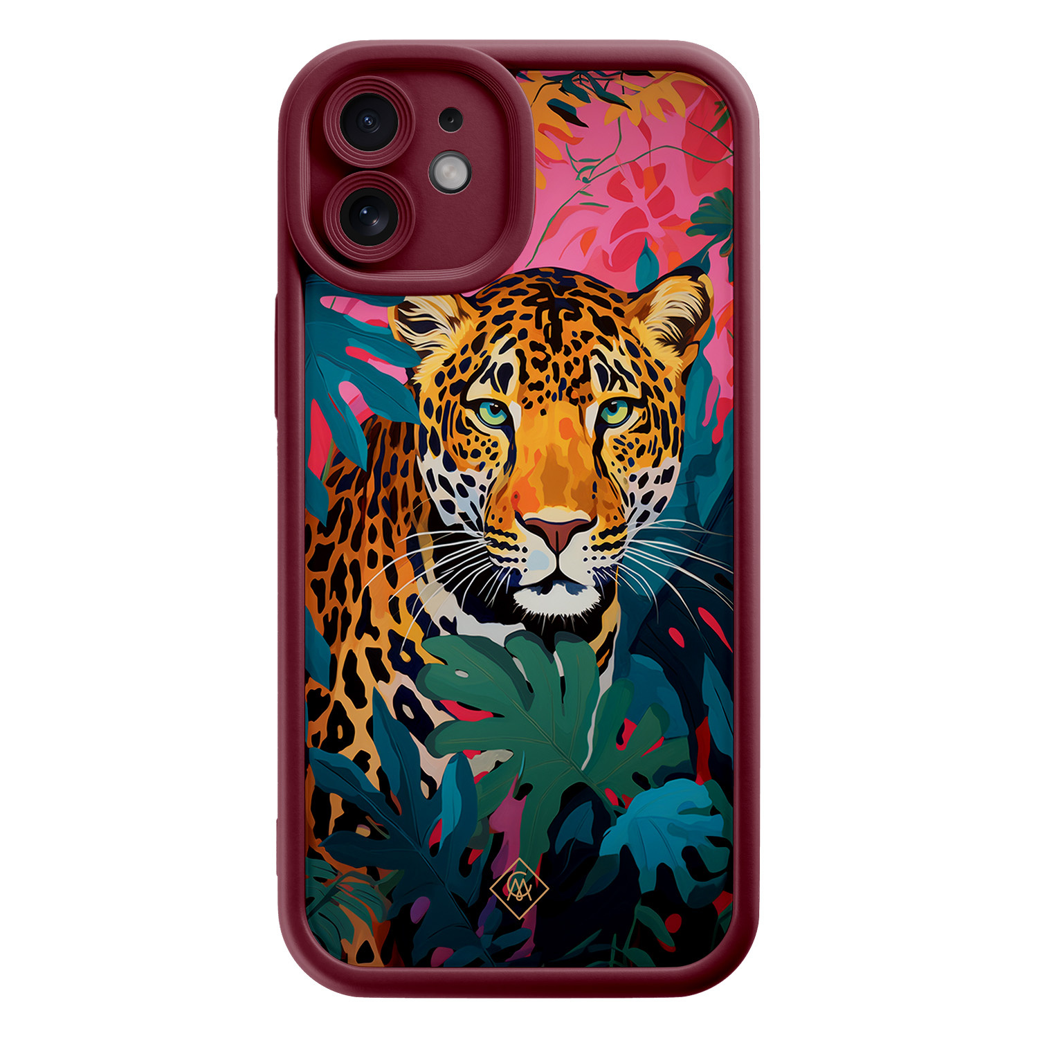 iPhone 12 rode case - Luipaard jungle