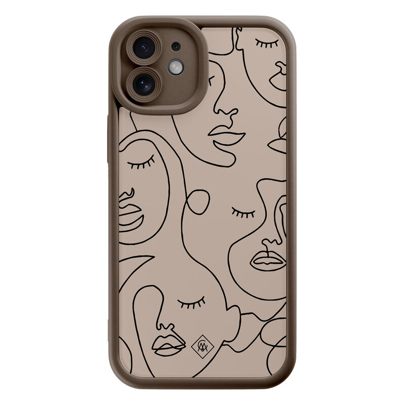 Casimoda iPhone 12 bruine case - Abstract faces