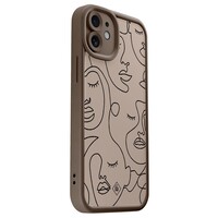 Casimoda iPhone 12 bruine case - Abstract faces