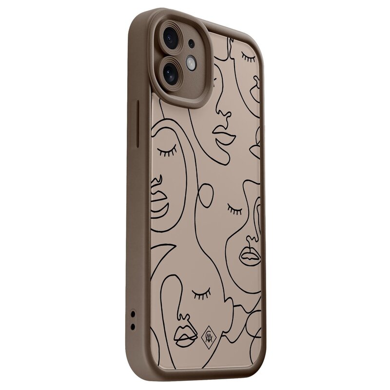 Casimoda iPhone 12 bruine case - Abstract faces