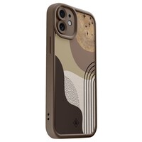 Casimoda iPhone 12 bruine case - Abstract almond shapes