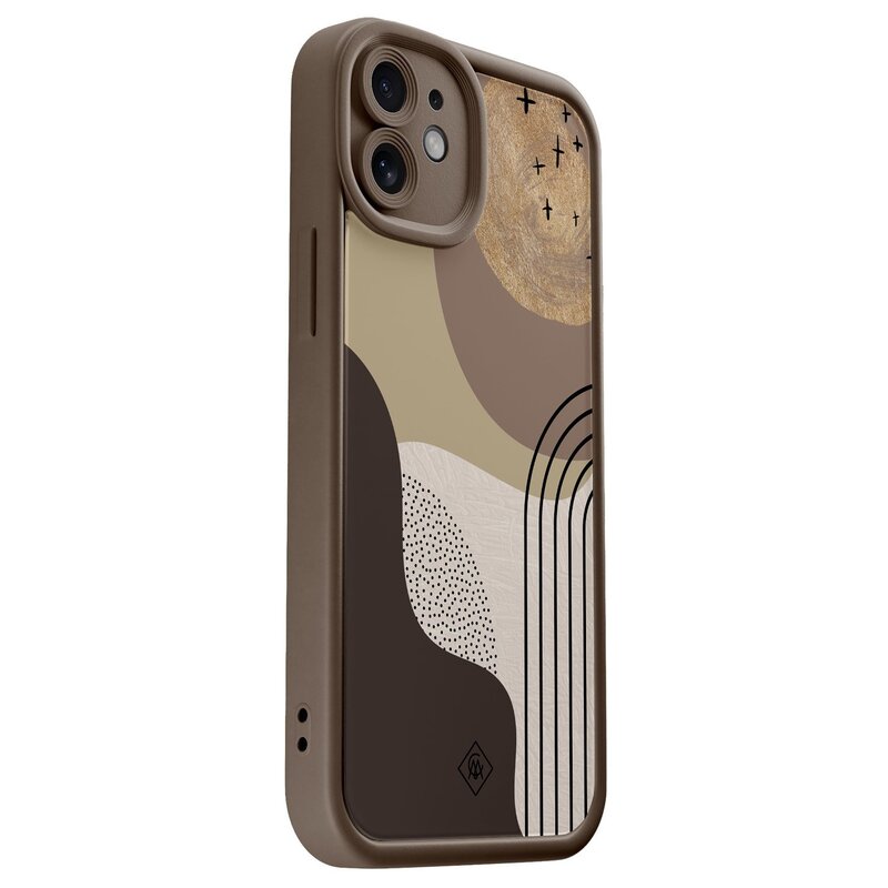 Casimoda iPhone 12 bruine case - Abstract almond shapes