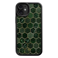 Casimoda iPhone 12 zwarte case - Kubus groen