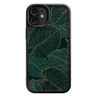 Casimoda iPhone 12 zwarte case - Monstera leaves