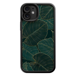 Casimoda iPhone 12 zwarte case - Monstera leaves