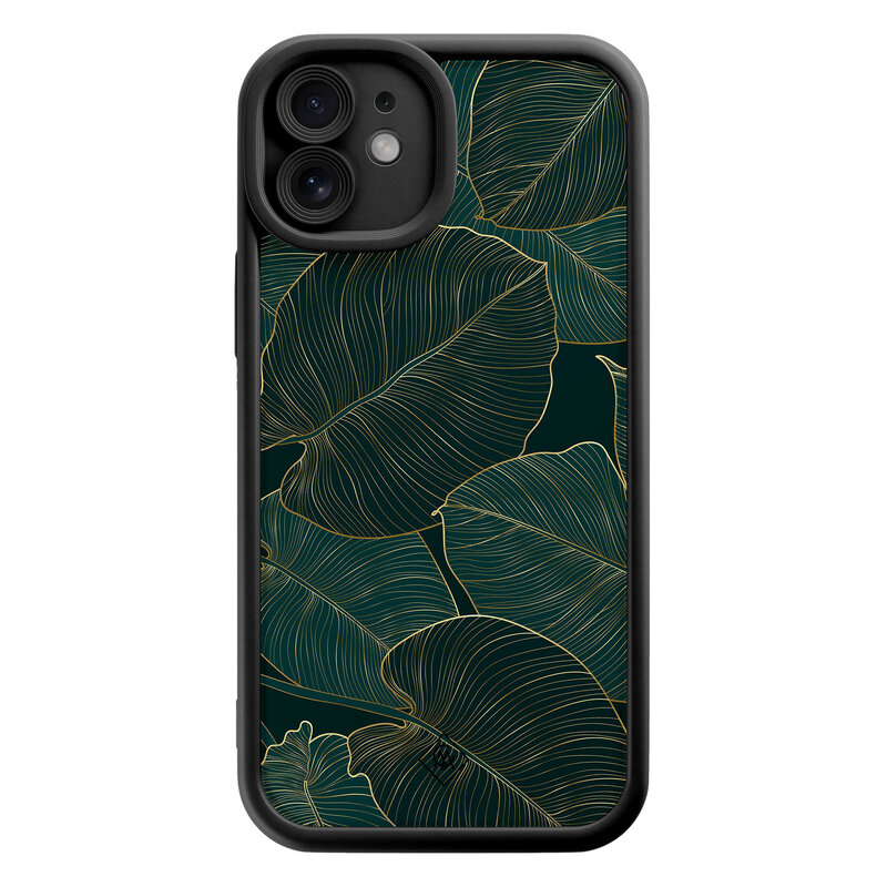 Casimoda iPhone 12 zwarte case - Monstera leaves
