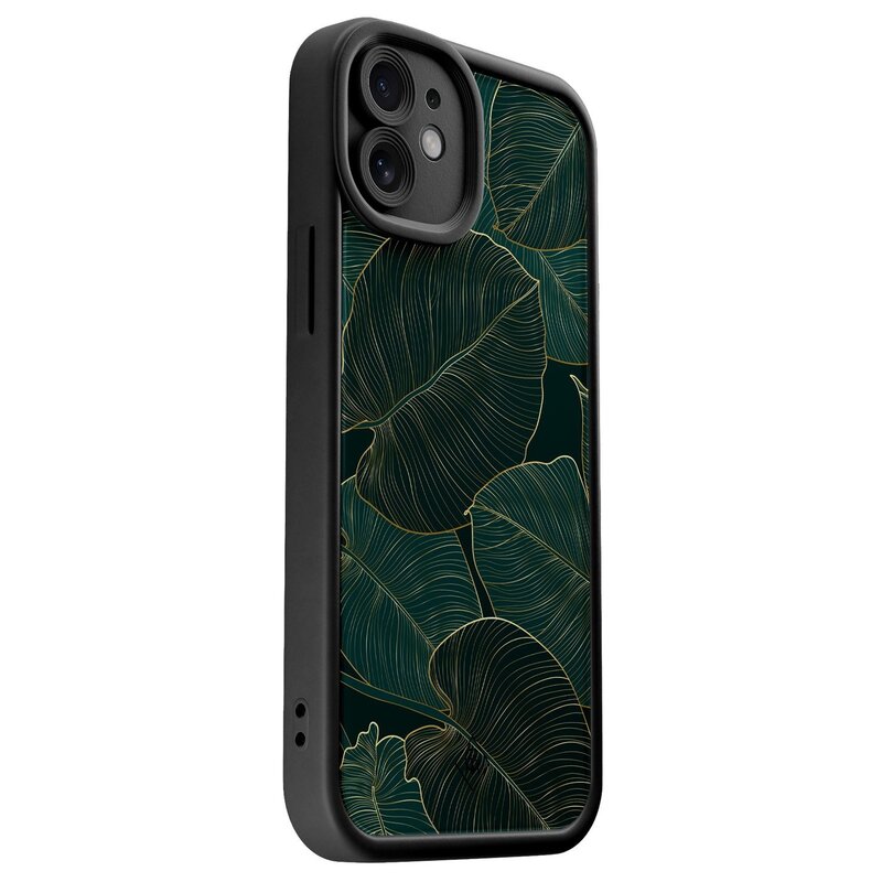 Casimoda iPhone 12 zwarte case - Monstera leaves