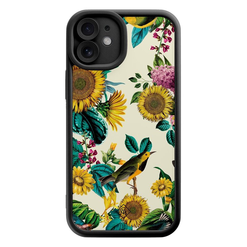 Casimoda iPhone 12 zwarte case - Sunflowers
