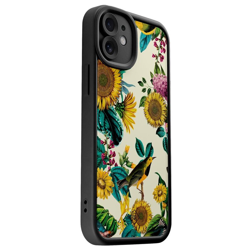 Casimoda iPhone 12 zwarte case - Sunflowers