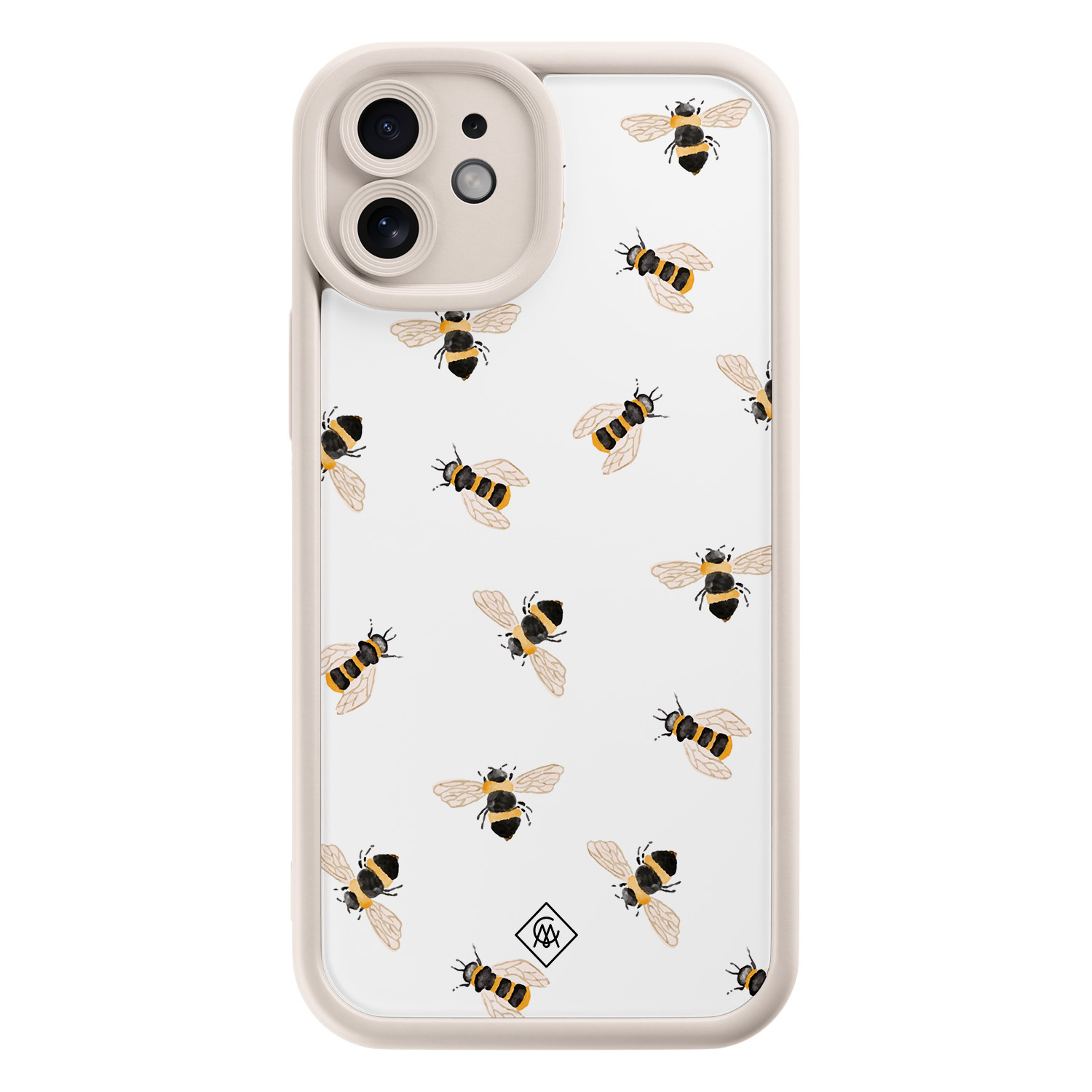 iPhone 12 beige case - Bee happy