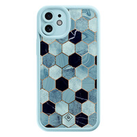 Casimoda iPhone 12 blauwe case - Blue cubes