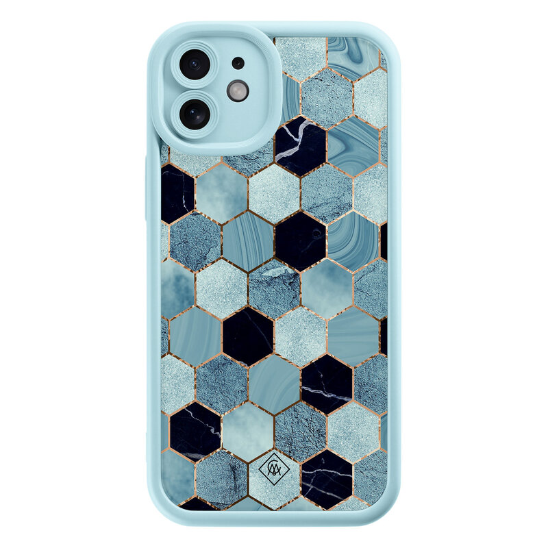 Casimoda iPhone 12 blauwe case - Blue cubes