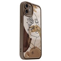 Casimoda iPhone 12 bruine case - Abstract gezicht bruin