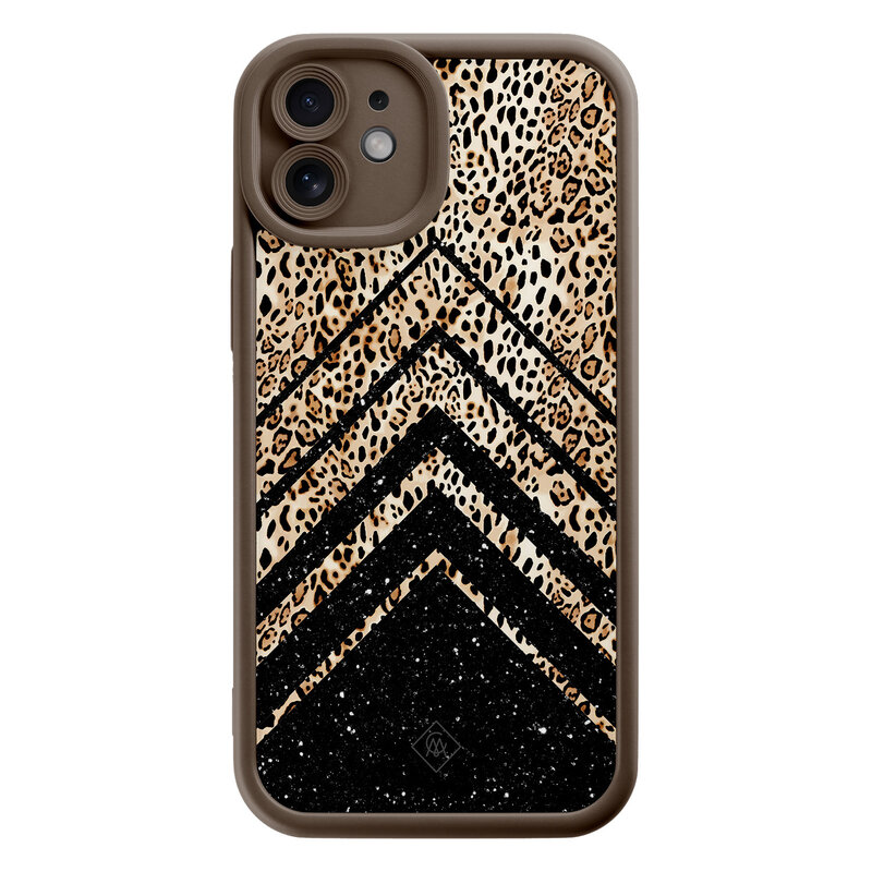 Casimoda iPhone 12 bruine case - Luipaard chevron