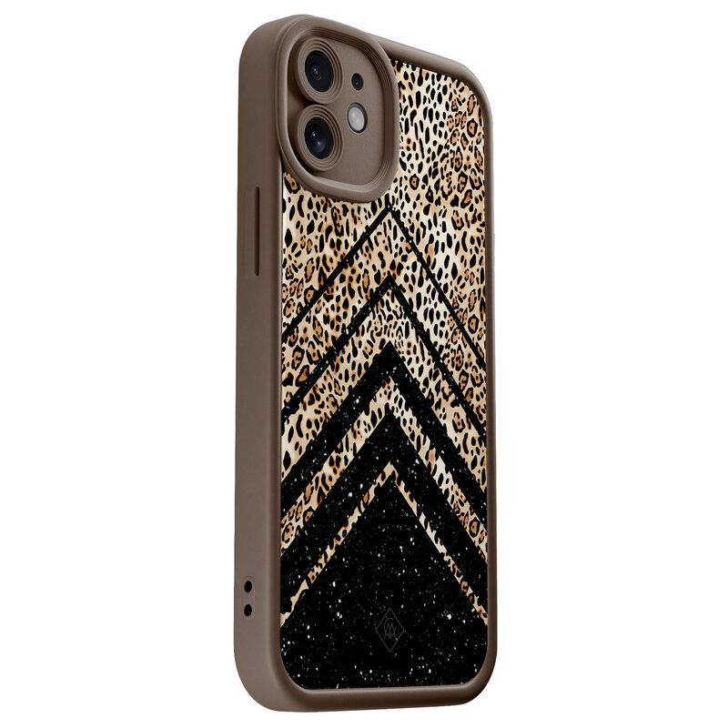 Casimoda iPhone 12 bruine case - Luipaard chevron