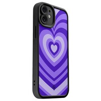 Casimoda iPhone 12 zwarte case - Hart swirl paars