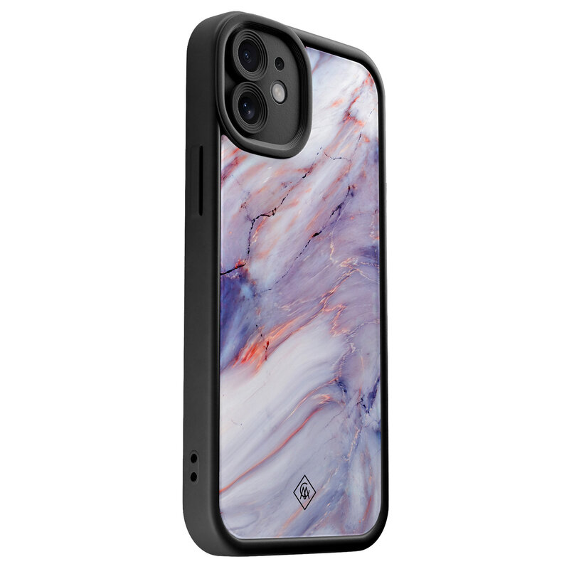 Casimoda iPhone 12 zwarte case - Marmer paars