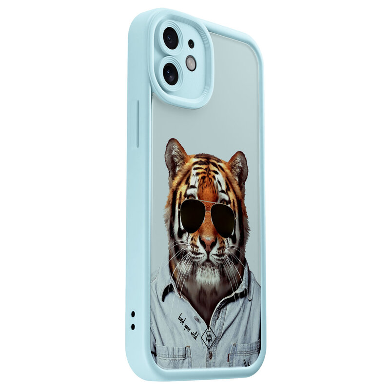 Casimoda iPhone 12 blauwe case - Tijger wild