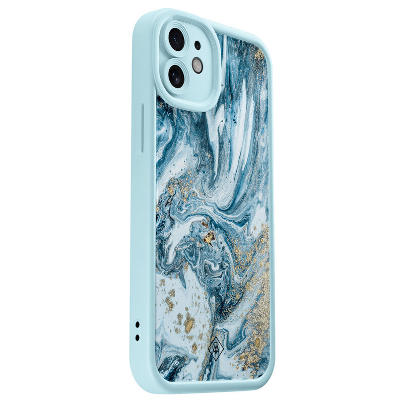 Casimoda iPhone 12 blauwe case - Marble sea