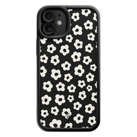 Casimoda iPhone 12 zwarte case - Retro bloempjes