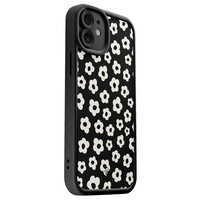 Casimoda iPhone 12 zwarte case - Retro bloempjes