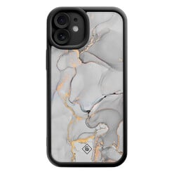 Casimoda iPhone 12 zwarte case - Marmer grijs