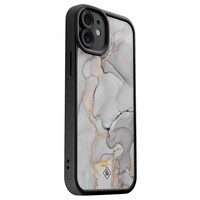 Casimoda iPhone 12 zwarte case - Marmer grijs
