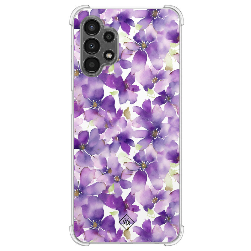 Casimoda Samsung Galaxy A13 4G shockproof hoesje - Floral violet