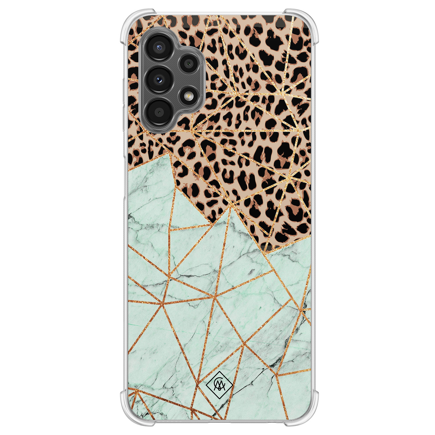 Samsung Galaxy A13 4G shockproof hoesje Luipaard marmer mint