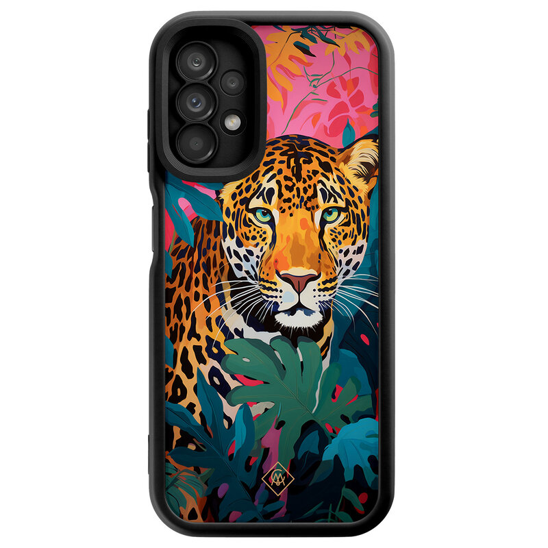 Casimoda Samsung Galaxy A13 4G zwarte case - Luipaard jungle
