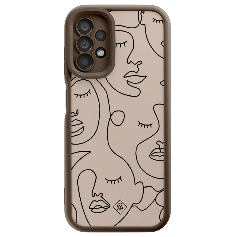 Casimoda Samsung Galaxy A13 4G bruine case - Abstract faces