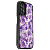 Casimoda Samsung Galaxy A13 4G zwarte case - Floral violet