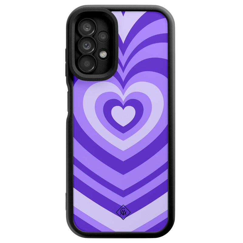 Casimoda Samsung Galaxy A13 4G zwarte case - Hart swirl paars