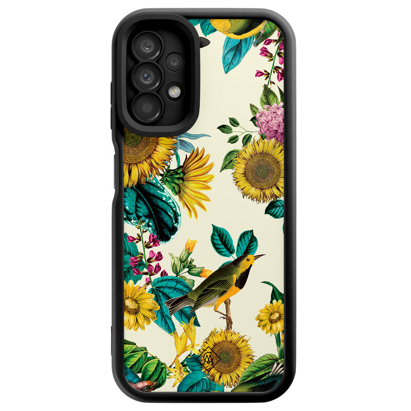 Casimoda Samsung Galaxy A13 4G zwarte case - Sunflowers