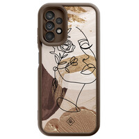 Casimoda Samsung Galaxy A13 4G bruine case - Abstract gezicht bruin