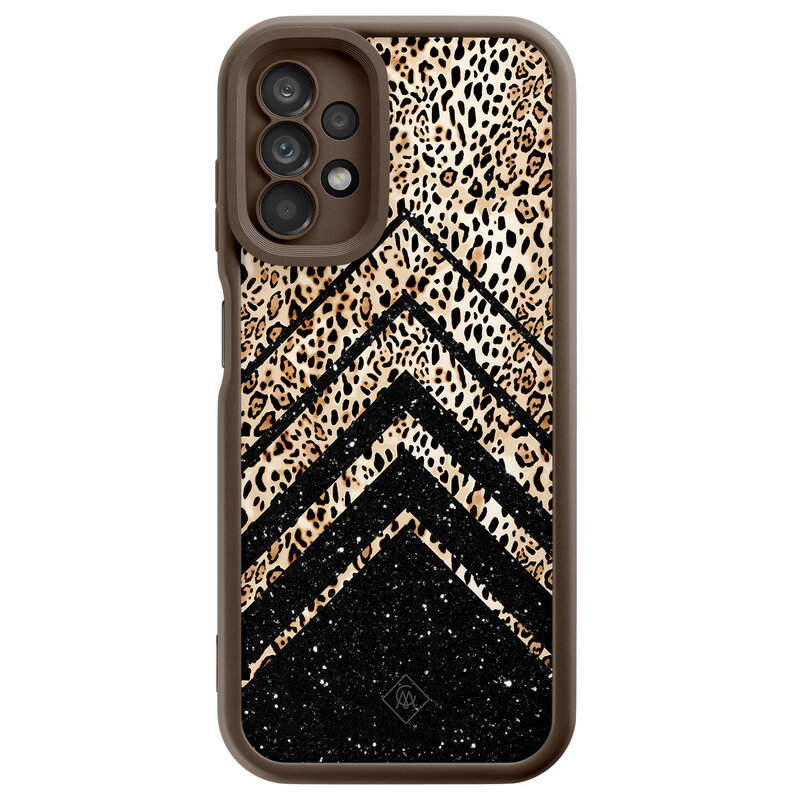 Casimoda Samsung Galaxy A13 4G bruine case - Luipaard chevron