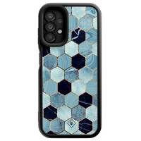 Casimoda Samsung Galaxy A13 4G zwarte case - Blue cubes