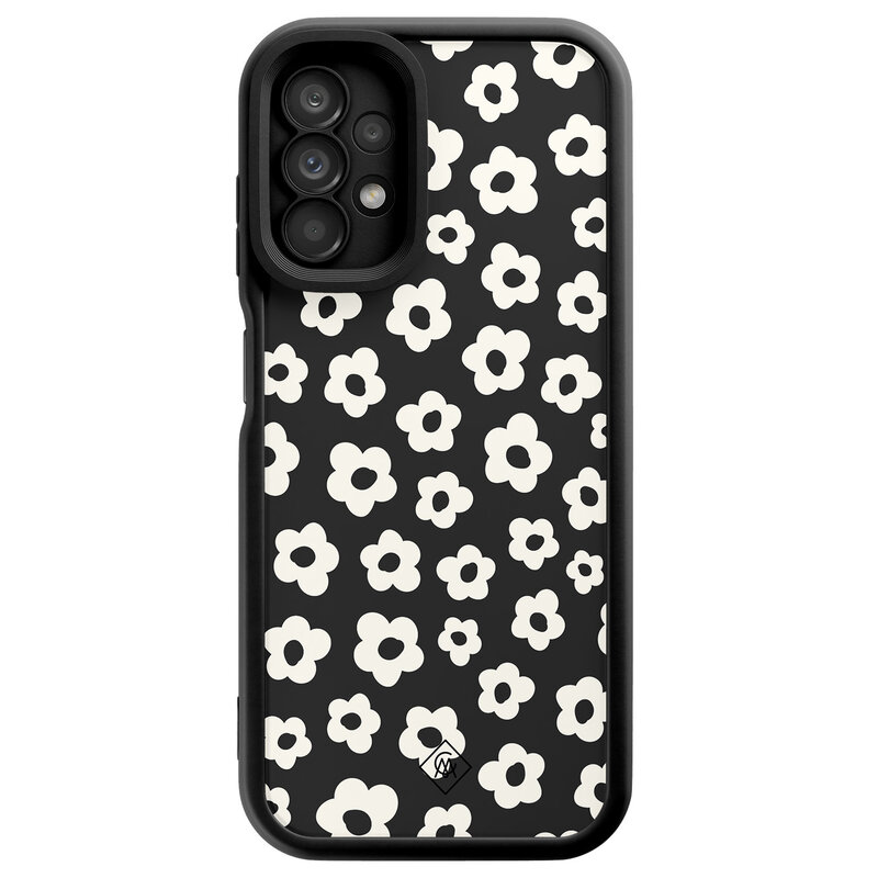 Casimoda Samsung Galaxy A13 4G zwarte case - Retro bloempjes
